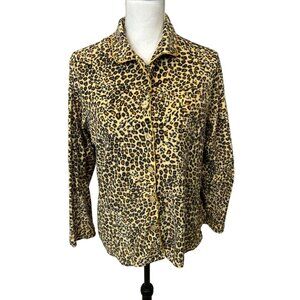 Aria Women’s Large Cheetah Print Pajama Sleep Shirt Cozy‎ 90s Sexy Sleepwear